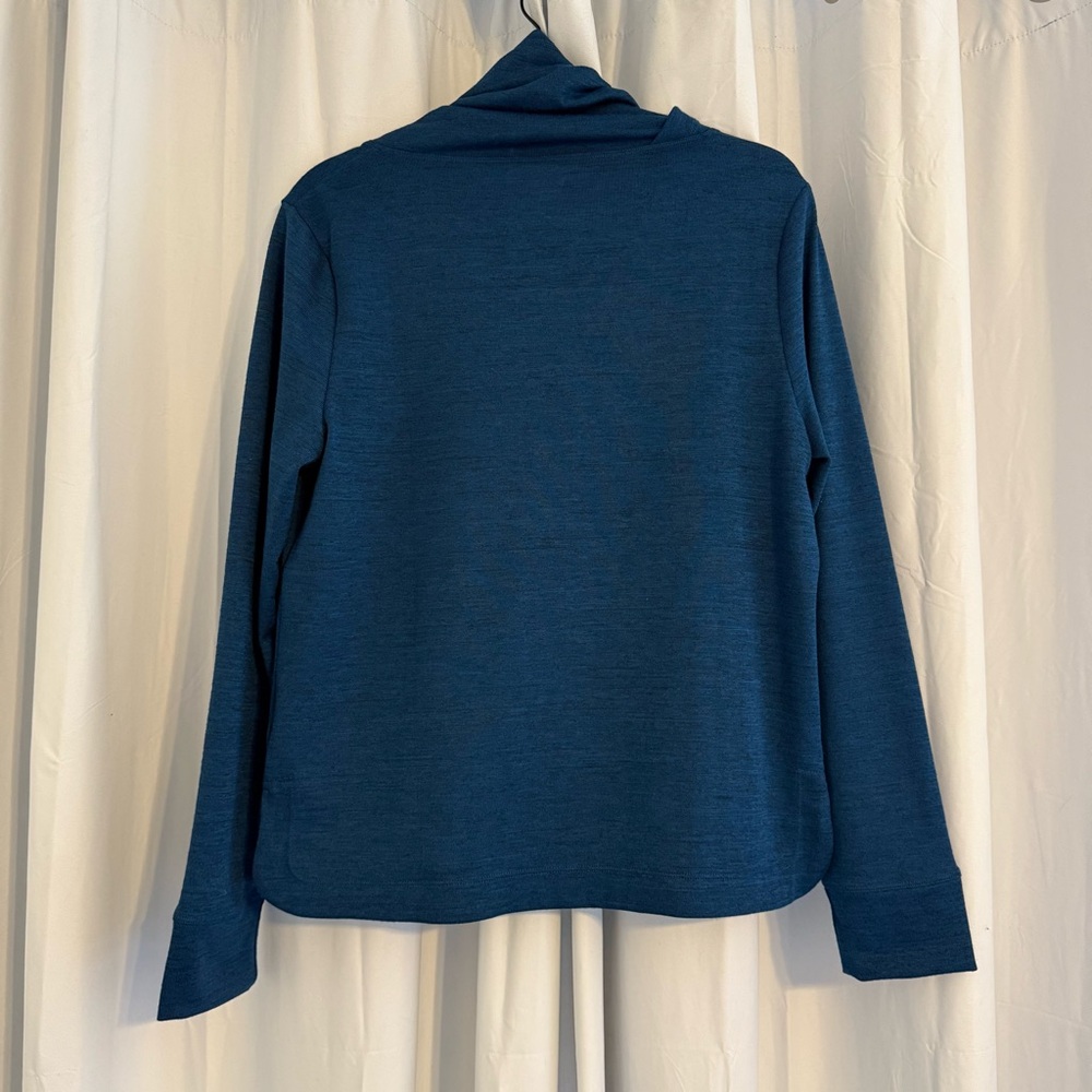 Toad & Co Blue Cowl Neck Pullover Kangaroo Pocket Top Womens Medium - Picture 3 of 11